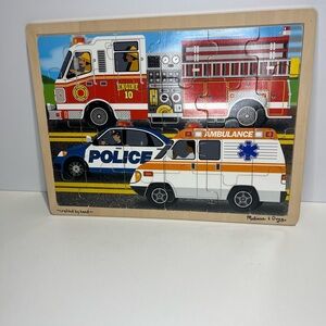 Melissa & Doug To the Rescue Vehicles 24 piece wooden Puzzle